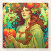 Art Nouveau Mabon Glazen Onderzetter (Voorkant)