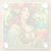 Art Nouveau Mabon Glazen Onderzetter (Achterkant)