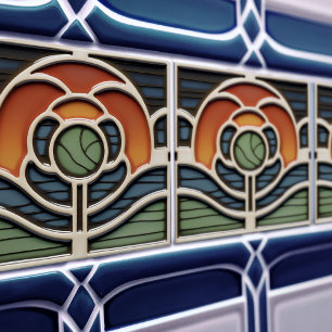 Art Nouveau Mackintosh Roos Keramische Tegel Tegeltje