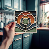 Art Nouveau Mackintosh Rose Ceramic Tile Tegeltje