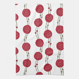 Art Nouveau Mackintosh rozen strepen rood Theedoek