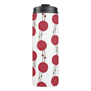 Art Nouveau Mackintosh rozen strepen rood Thermosbeker