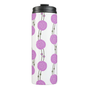Art Nouveau Mackintosh Rozen Strepen Roze Thermosbeker