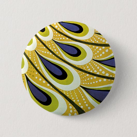  Art Nouveau, Macmillan's Peacock Feather Ronde Button 5,7 Cm (Voorkant)
