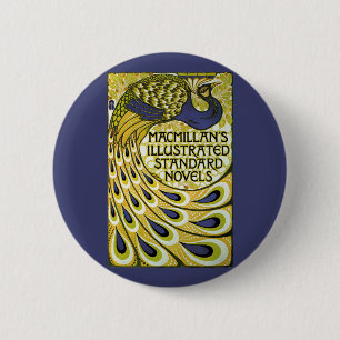  Art Nouveau, Macmillan's Peacock Feather Ronde Button 5,7 Cm