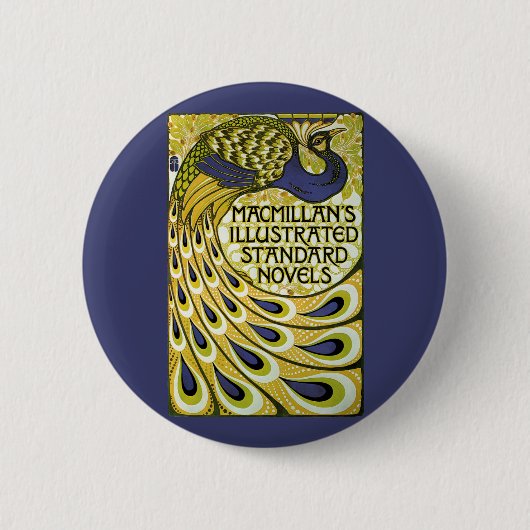  Art Nouveau, Macmillan's Peacock Feather Ronde Button 5,7 Cm (Voorkant)