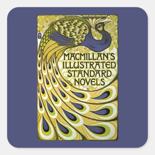 Art Nouveau, Macmillan's Peacock Feather Vierkante Sticker (Voorkant)