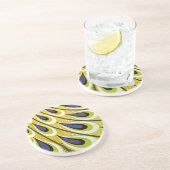  Art Nouveau, Macmillan's Peacock Feather Zandsteen Onderzetter (Zijkant)