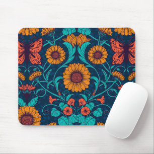 Art Nouveau madeliefjes in blauw en geel Muismat