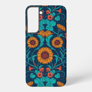 Art Nouveau madeliefjes in blauw en geel Samsung Galaxy Hoesje