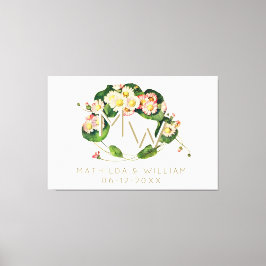 Art Nouveau Madeliefjes Krans Monogram om te Perso Canvas Afdruk