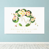 Art Nouveau Madeliefjes Krans Monogram om te Perso Canvas Afdruk (Insitu (Houten vloer))