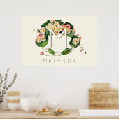 Art Nouveau Madeliefjes Krans Monogram om te Perso Poster (Keuken)