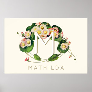 Art Nouveau Madeliefjes Krans Monogram om te Perso Poster