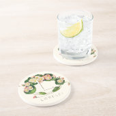 Art Nouveau Madeliefjes Krans Monogram om te Perso Zandsteen Onderzetter (Zijkant)