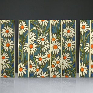 Art Nouveau Madeliefjes Naadloos witte blauwe bloe Tegeltje