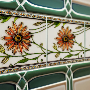 Art Nouveau Madeliefjes Naadloze bloemen Tegeltje