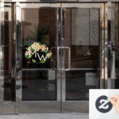 Art Nouveau Madeliefjeskrans Monogram om te person Raamsticker (Kantoordeur)