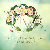 Art Nouveau Madeliefjeskrans Monogram om te person Raamsticker (Vel 3)