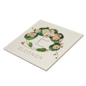 Art Nouveau Madeliefjeskrans Monogram om te Person Tegeltje (Zijkant)