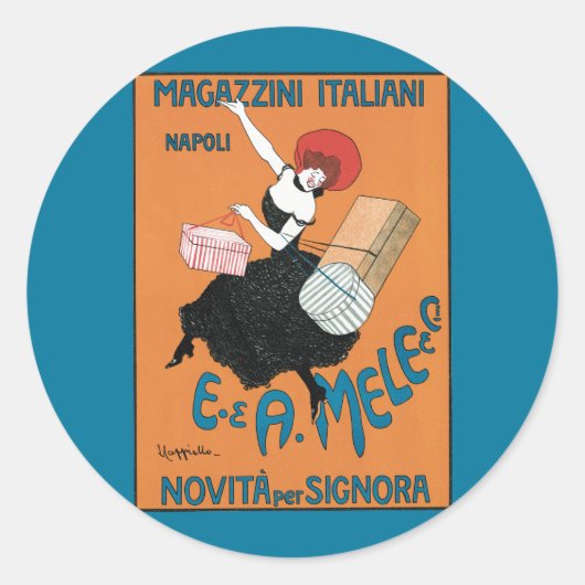  Art Nouveau Magazzini Italiani van Capiello Ronde Sticker (Voorkant)