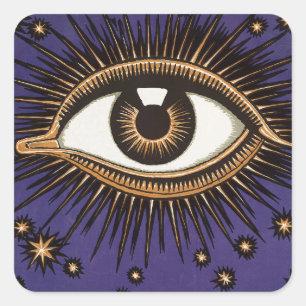 Art Nouveau Magic Eye & Stars  illustratie Vierkante Sticker