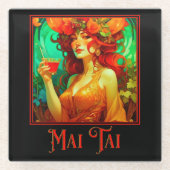 Art Nouveau Mai Tai Glazen Onderzetter (Voorkant)