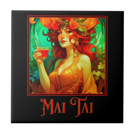 Art Nouveau Mai Tai Tegeltje (Voorkant)