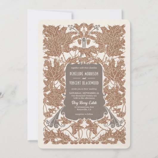 Art Nouveau Majestic Oak Wedding Kaart (Voorkant)