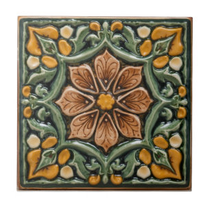 Art Nouveau Majolica bloemensierkunstenaar uit het Tegeltje