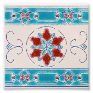 Art Nouveau Majolica Tegel Pattern Foto Afdruk