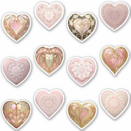Art Nouveau & Mandala Hearts Sticker (Voorkant)