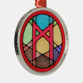 Art Nouveau Mannaz Rune van de mensheid Metalen Ornament (Rechts)