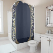 art nouveau, marineblauw, goud, antiek, belle époq douchegordijn (In situ)