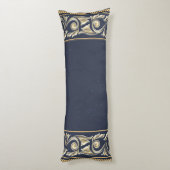 art nouveau, marineblauw, goud, antiek, belle époq lichaamskussen (Achterkant (Verticaal))