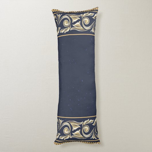 art nouveau, marineblauw, goud, antiek, belle époq lichaamskussen (Achterkant (Verticaal))