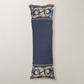 art nouveau, marineblauw, goud, antiek, belle époq lichaamskussen (Voorkant Verticaal)
