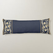 art nouveau, marineblauw, goud, antiek, belle époq lichaamskussen (Achterkant)