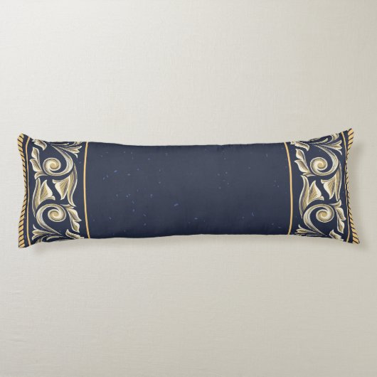 art nouveau, marineblauw, goud, antiek, belle époq lichaamskussen (Achterkant)