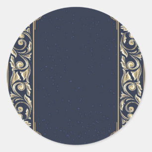 art nouveau, marineblauw, goud, antiek, belle époq ronde sticker