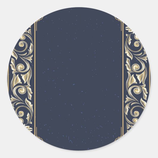 art nouveau, marineblauw, goud, antiek, belle époq ronde sticker (Voorkant)