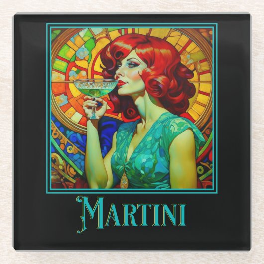 Art Nouveau Martini Glazen Onderzetter (Voorkant)