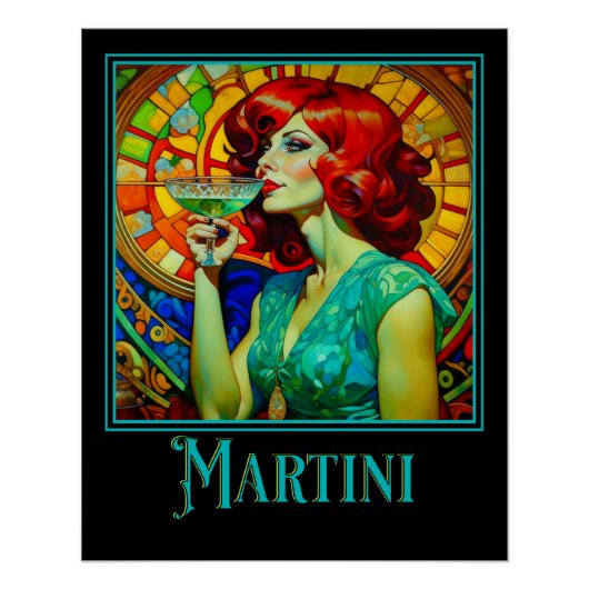 Art Nouveau Martini Perfect Poster (Voorkant)