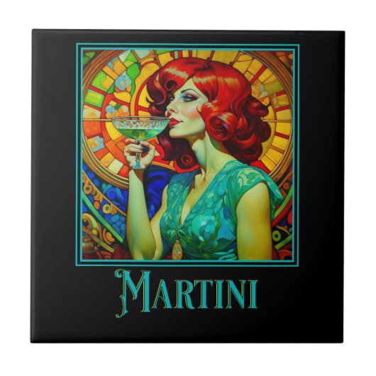 Art Nouveau Martini Tegeltje (Voorkant)