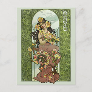 Art Nouveau May Woman beroemd gemaakt door Gaspar Briefkaart