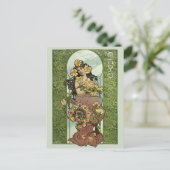  Art Nouveau May Woman beroemd gemaakt door Gaspar Briefkaart (Staand voorkant)