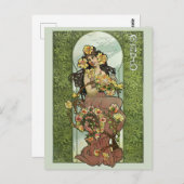  Art Nouveau May Woman beroemd gemaakt door Gaspar Briefkaart (Voorkant / Achterkant)