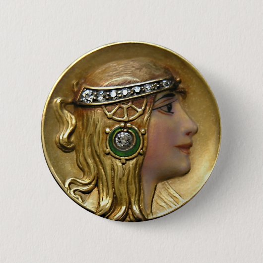 Art Nouveau Medallion Ronde Button 5,7 Cm (Voorkant)