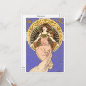  Art Nouveau Meisje door Alphonse Mucha Kaart (Voorkant / Achterkant in situ)