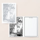  Art Nouveau Meisje in het bos Vogels Folie Kaarten (Display)